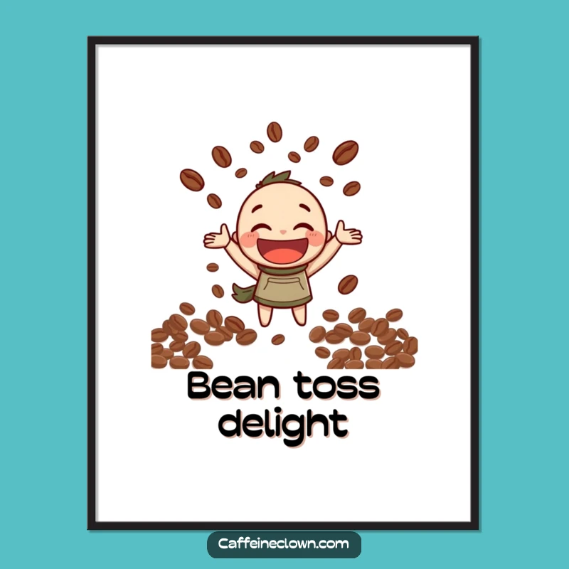 Funny Digital Art: Coffee Bean Juggling Character - Instant Joy!