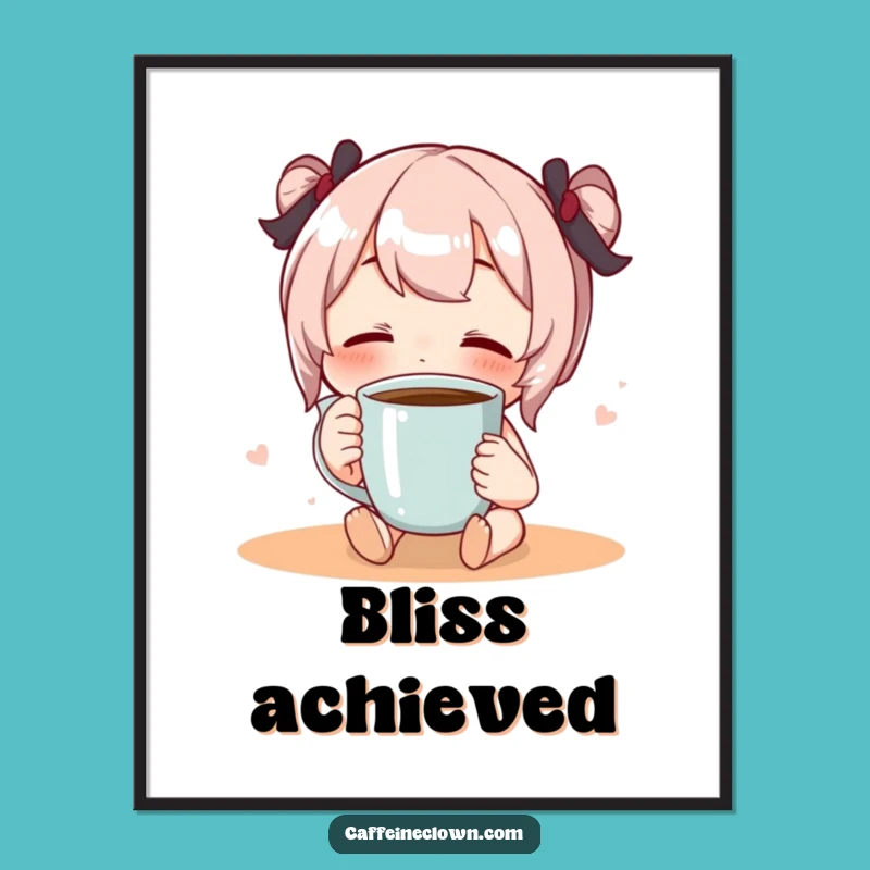 Funny Blissful Coffee Sip Digital Art: Instant Serene Coffee Decor