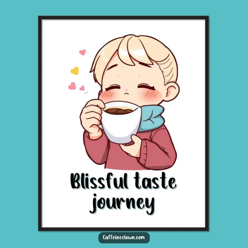 Funny Savoring Coffee Joy Digital Print: Enthusiast's Blissful Art Gift