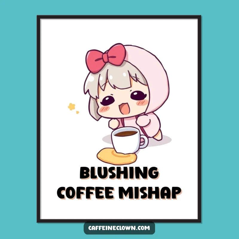 Funny Coffee Spill Digital Print - Clumsy Character Art Gift