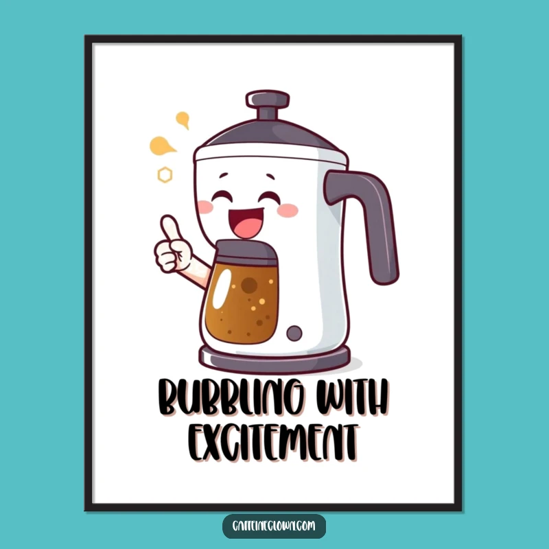 Funny Coffee Alert Digital Print: Joyful Character's Pot Pointing Gift