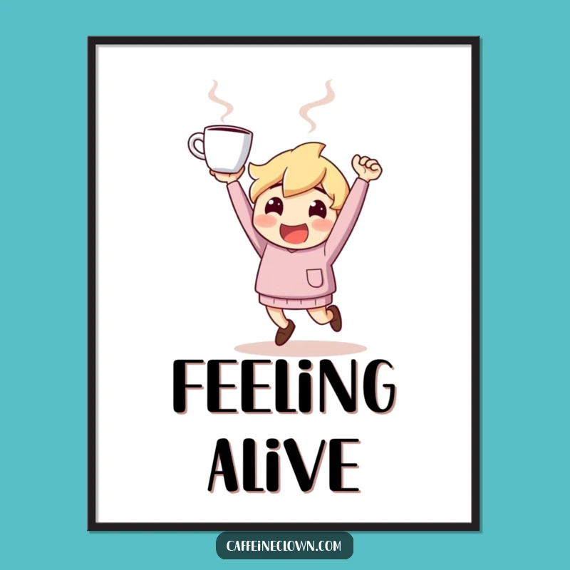 Funny Digital Art: Bouncing Coffee Character - Instant Energy!