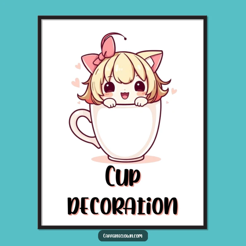 Funny Adorable Coffee Cup Digital Art: Instant Artistic Charm