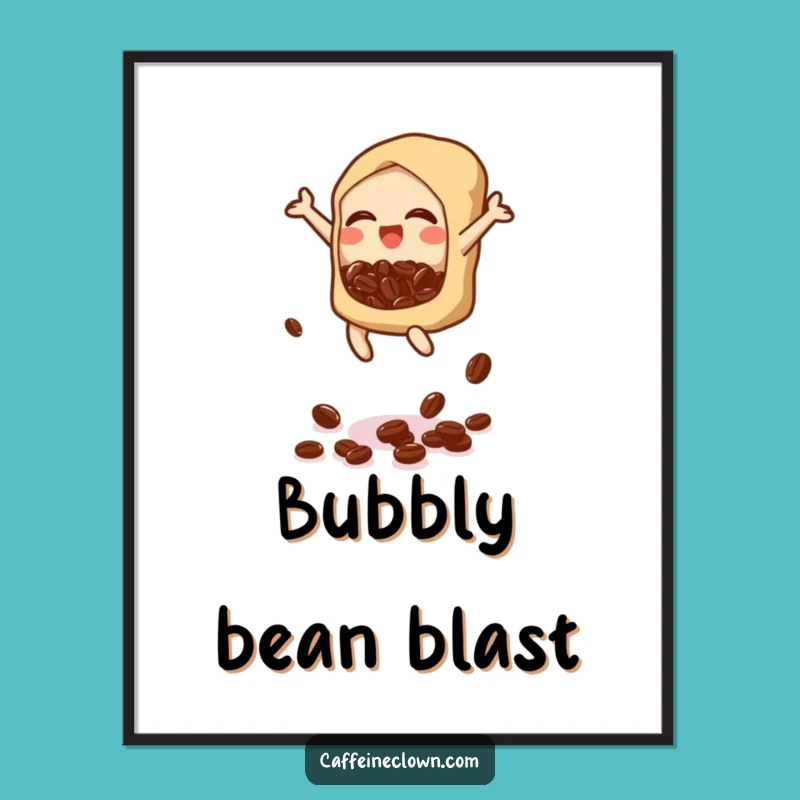 Funny Bubbly Bean Drop Digital Art: Instant Joy for Your Walls - Perfect Gift!