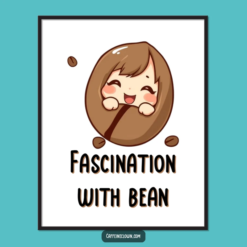 Funny Coffee Bean Digital Art Print: Instant Curious Decor Gift