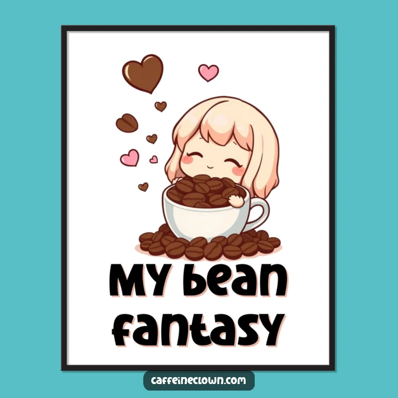 Funny Coffee Bean Dream Digital Art: Instant Coffee-Themed Wall Decor