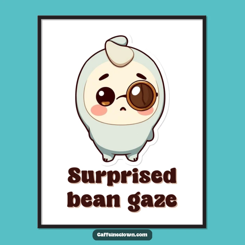 Funny Coffee Bean Monocle Digital Art: Instant Surprise for Your Walls