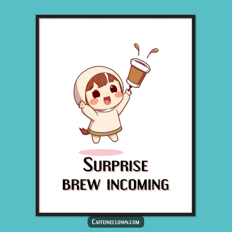 Funny Coffee Catch Digital Art: Instant Action-Packed Coffee Decor