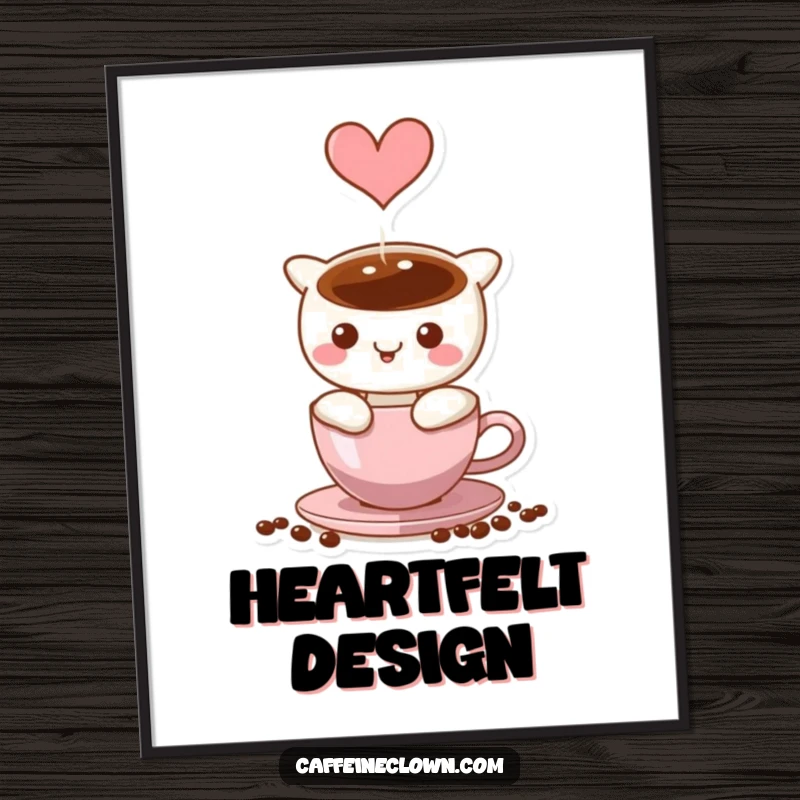 Funny Digital Art Print of coffee steam elegantly forming a heart shape, ideal for romantic and humorous decor.