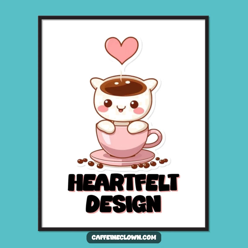 Funny Coffee Heart Steam Digital Art - Instant Download Gift