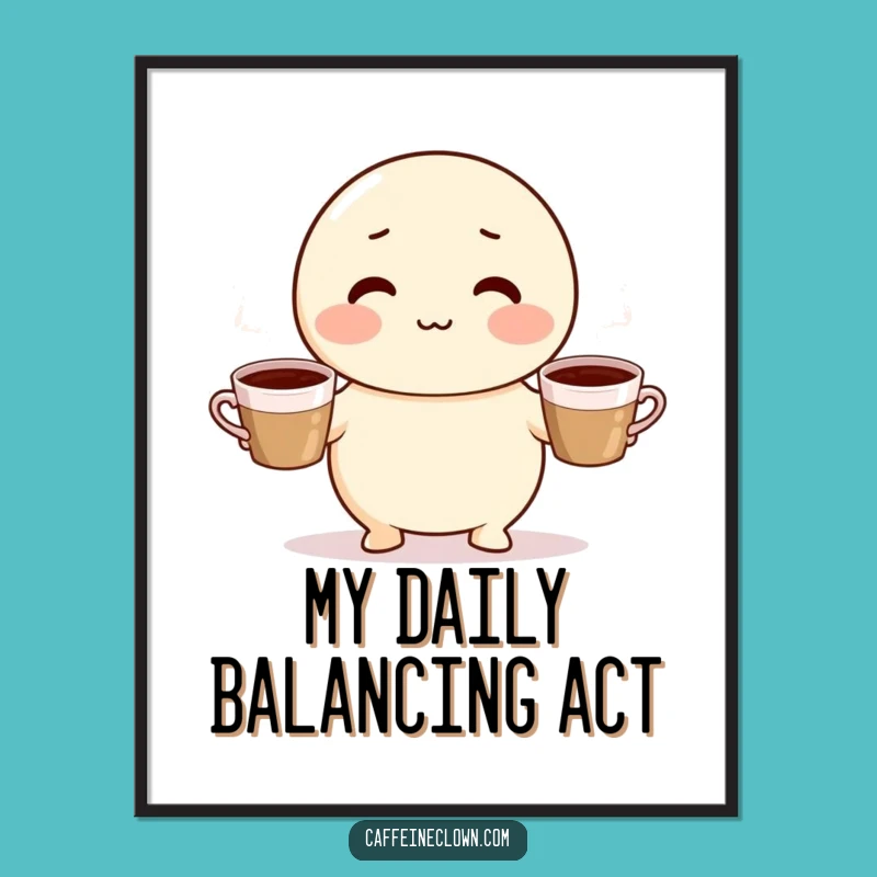 Funny Coffee Juggling Character Digital Art - Instant Hilarious Decor and Gift