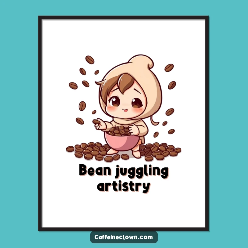 Funny Coffee Juggling Digital Art Print: Instant Skill and Fun for Your Walls!