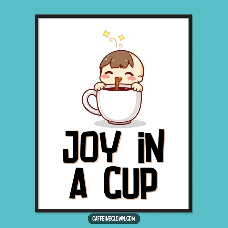 Funny Coffee Pouring Character Digital Print: Decorate with Morning Joy!