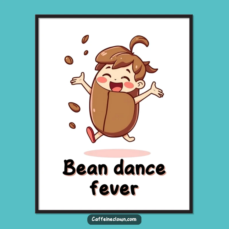 Funny Dancing Coffee Bean Digital Art: Instant Energy Boost