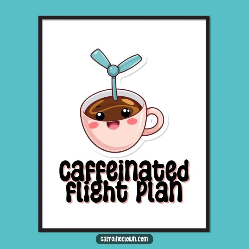 Funny Flying Coffee Digital Art: Hilarious Printable, Perfect Funny Gift
