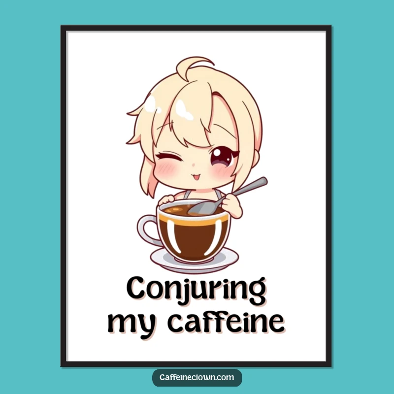 Funny Winking Digital Art: Playful Coffee Stirrer Print, Instant Funny Gift