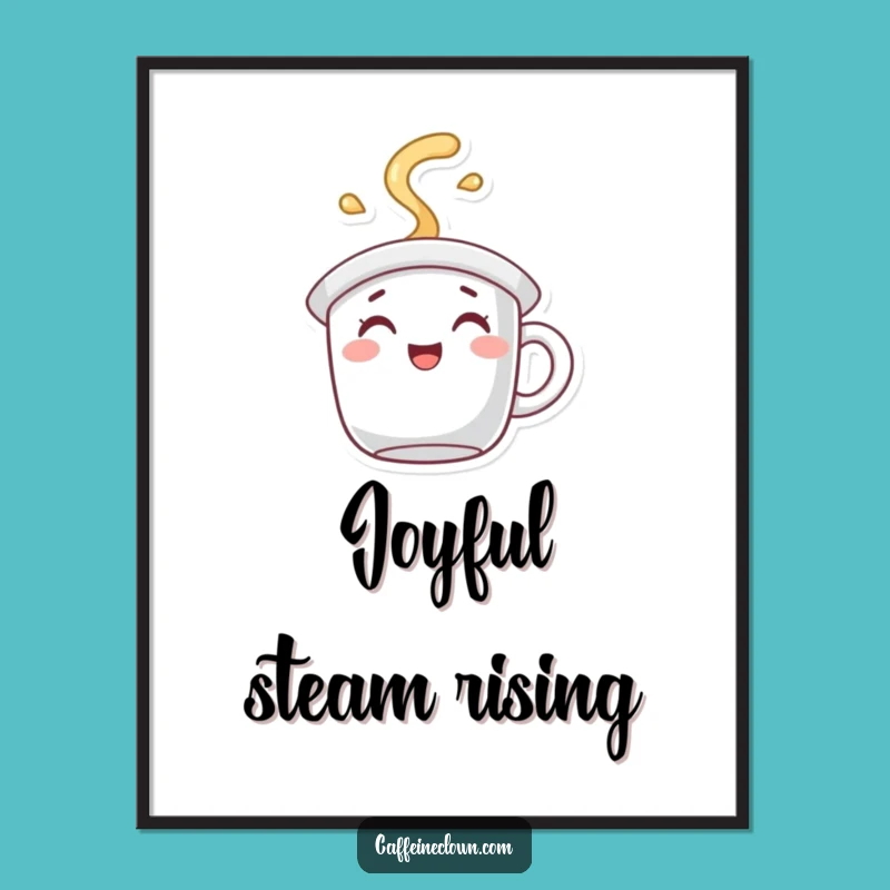 Funny Coffee Mug Hat Digital Art: Joyful Steam Print for Instant Decor