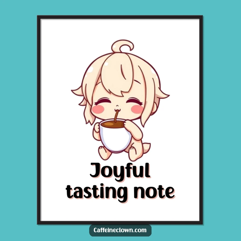 Funny Coffee Tasting Digital Art Print: Instant Joyful Expression Decor Gift