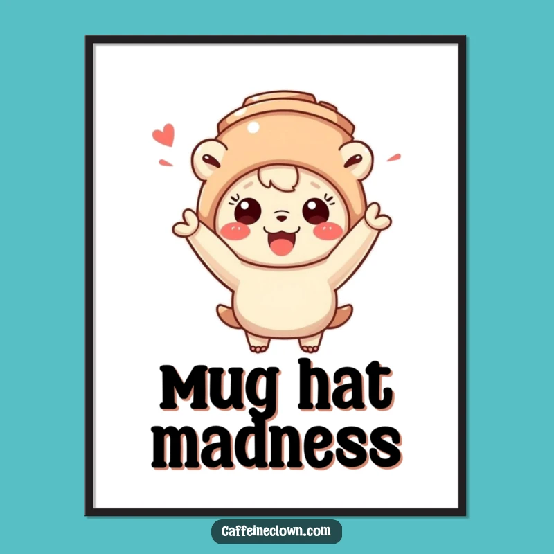 Funny Mug Hat Creature Digital Art: Instant Cheer for Your Walls - Perfect Gift!