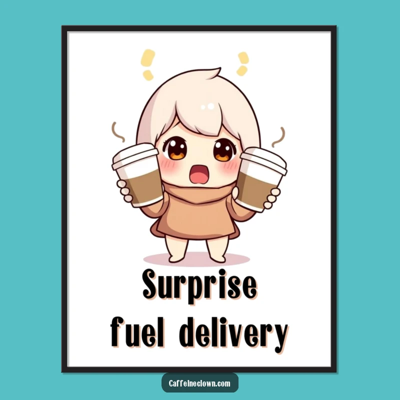 Funny Juggling Coffee Character Digital Print: Decorate with Relatable Humor!