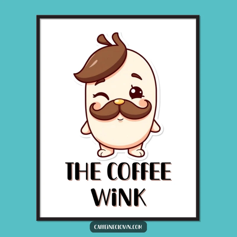 Funny Coffee Mustache Digital Art Print: Instant Cheeky Charm for Your Walls!