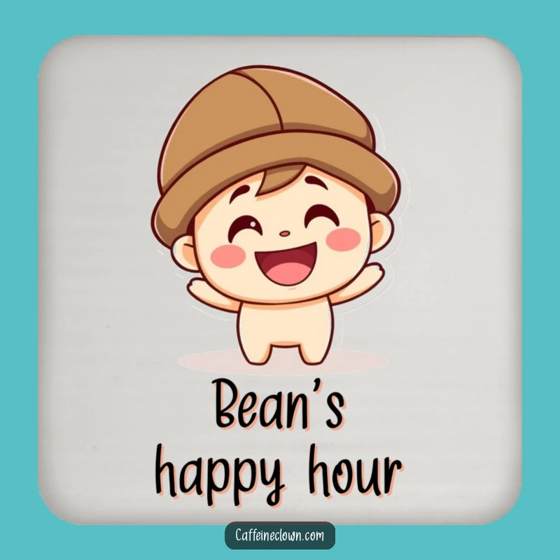 Funny Kawaii Coffee Bean Hat Coaster Set: Protect Surfaces with Smiles
