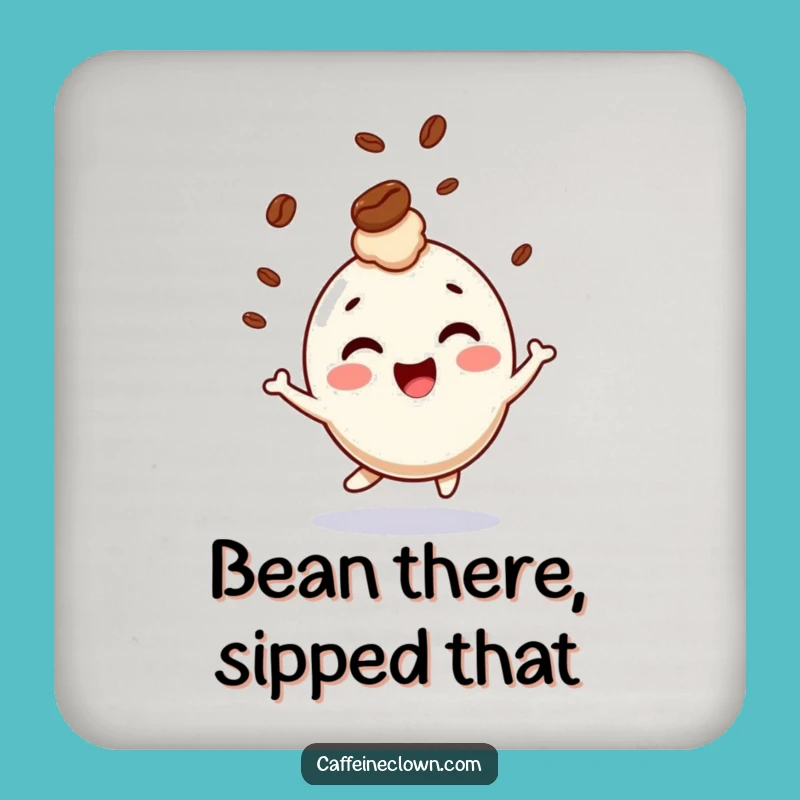Funny Giggling Character Coffee Bean Drink Coaster - Protect Surfaces with Hilarious Fun