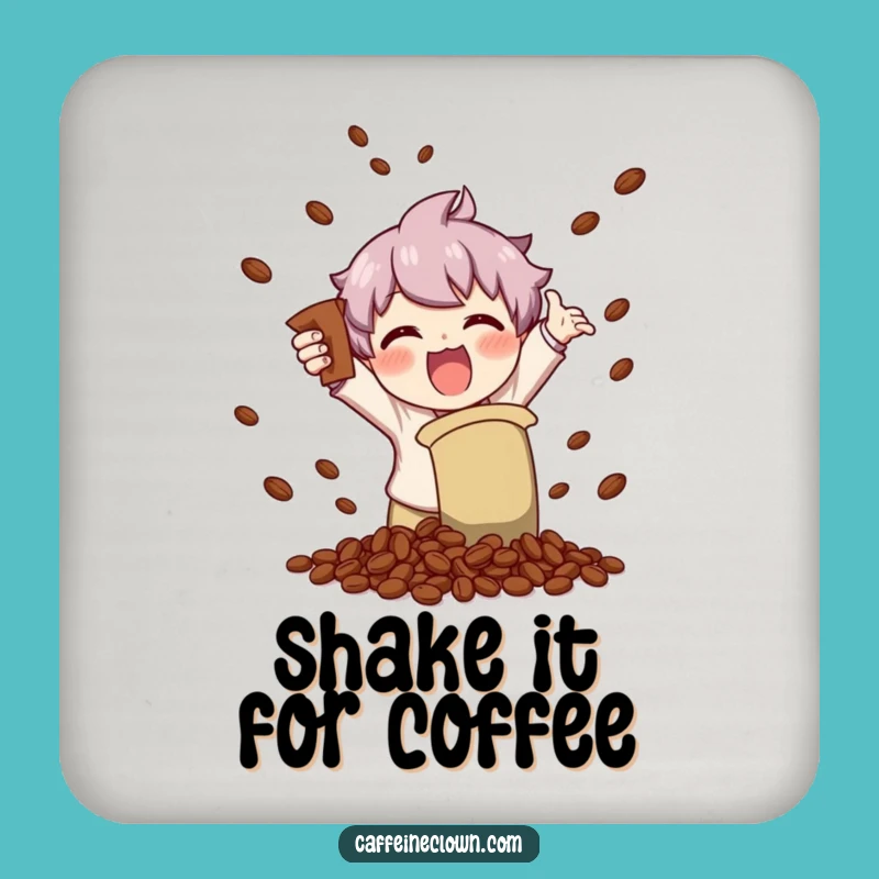 Funny Coffee Coaster: Character Shaking Beans, Protect Surface with Glee!