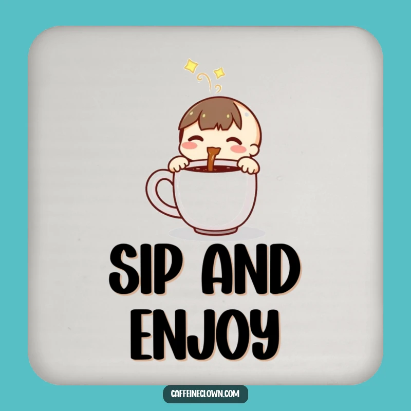 Funny Coffee Pouring Character Coaster: Protect Surfaces with Joy!