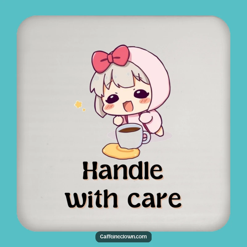 Funny Coffee Spill Coaster - Protect Surfaces Character Gift
