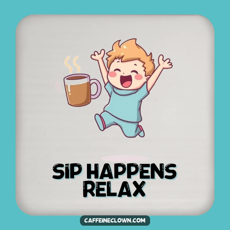 Funny Leaping Coffee Lover Coaster: Figure's Delightful Drink Protection Gift