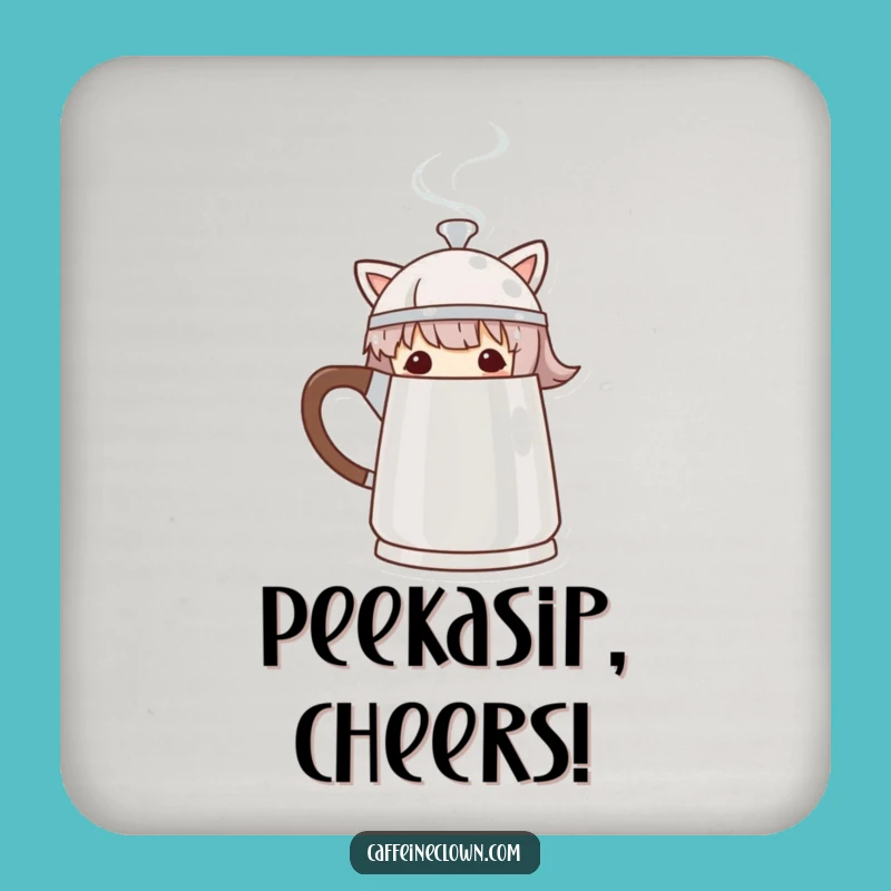 Funny Peek-a-Brew Coffee Pot Coaster - Quirky Gift for Coffee Tables