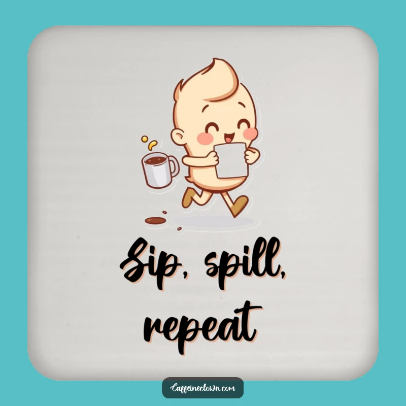 Funny Spilling Coffee Runner Coaster - Quirky Gift for Coffee Tables