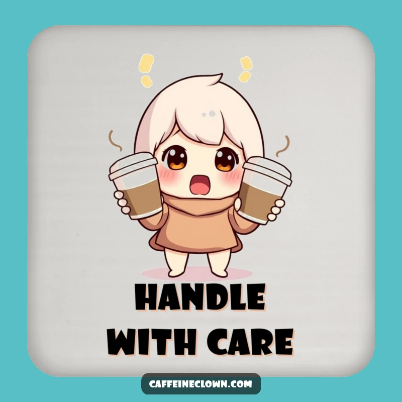 Funny Juggling Coffee Character Coaster: Protect Surfaces with Humor!