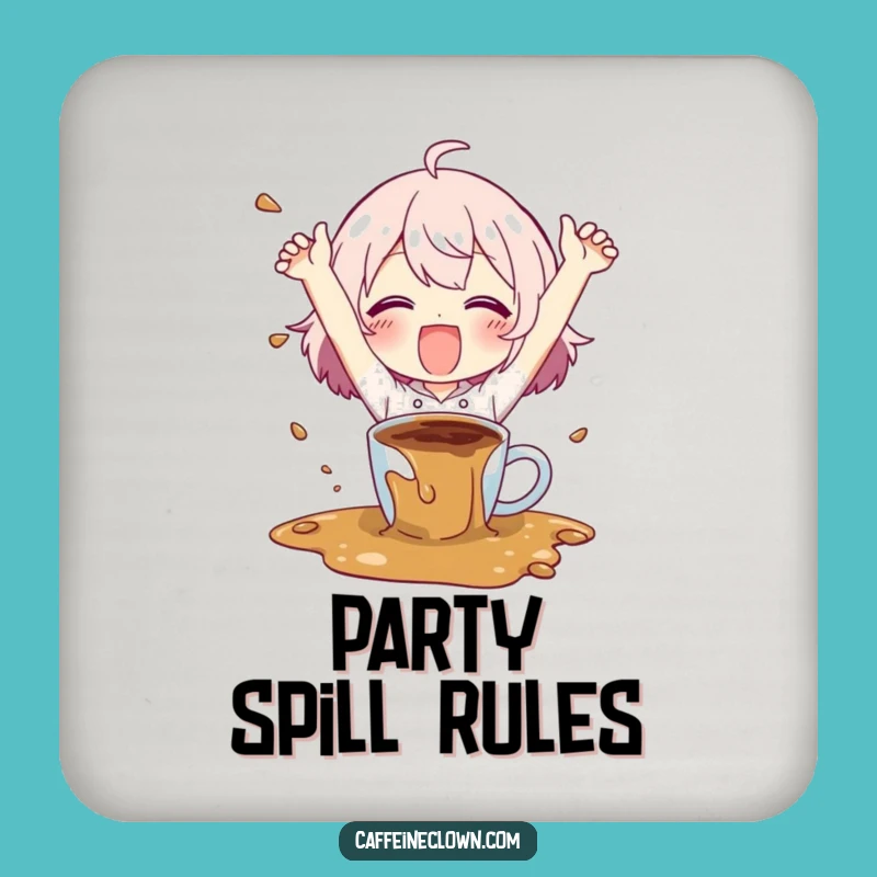 Funny Coffee Spill Coaster: Happy Chaos Decor, Perfect Table Protector Gift