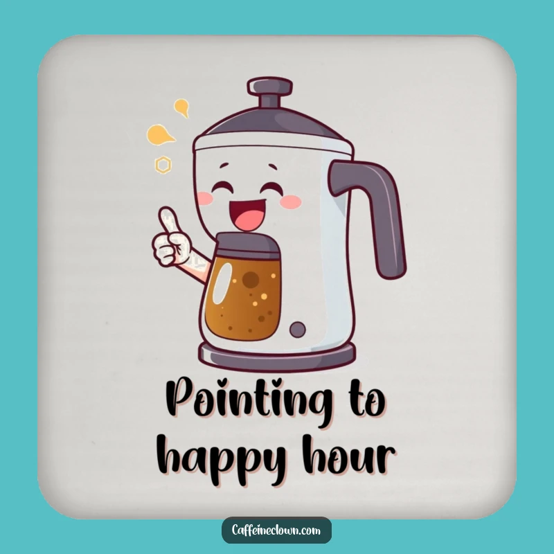 Funny Coffee Alert Coaster: Joyful Character's Pot Pointing Gift