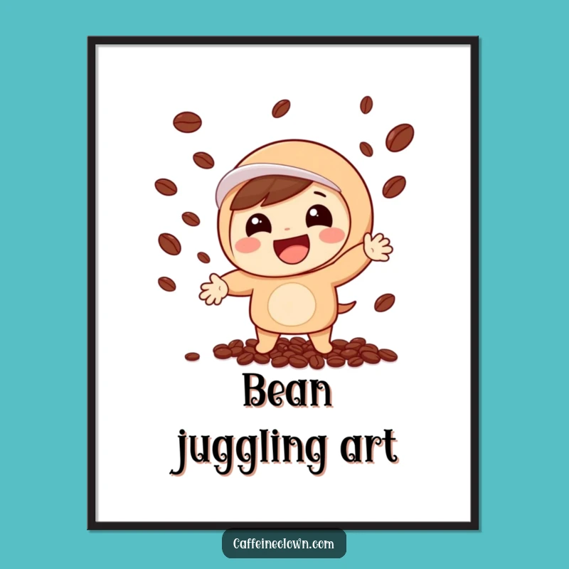 Funny Coffee Bean Juggling Art Print: Liven Up Your Space
