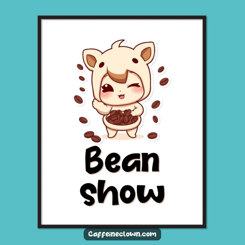 Funny Coffee Bean Juggling Poster: Winking Art, Cheerful Wall Decor Gift!