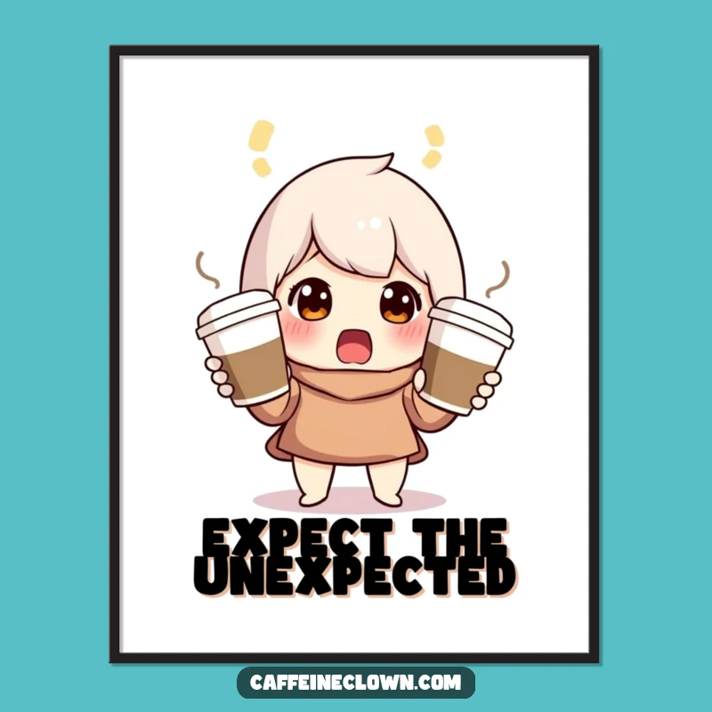 Funny Juggling Coffee Character Poster: Decorate with Hectic Humor!