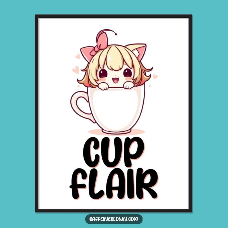 Funny Adorable Coffee Cup Art Print: Charming Wall Decor