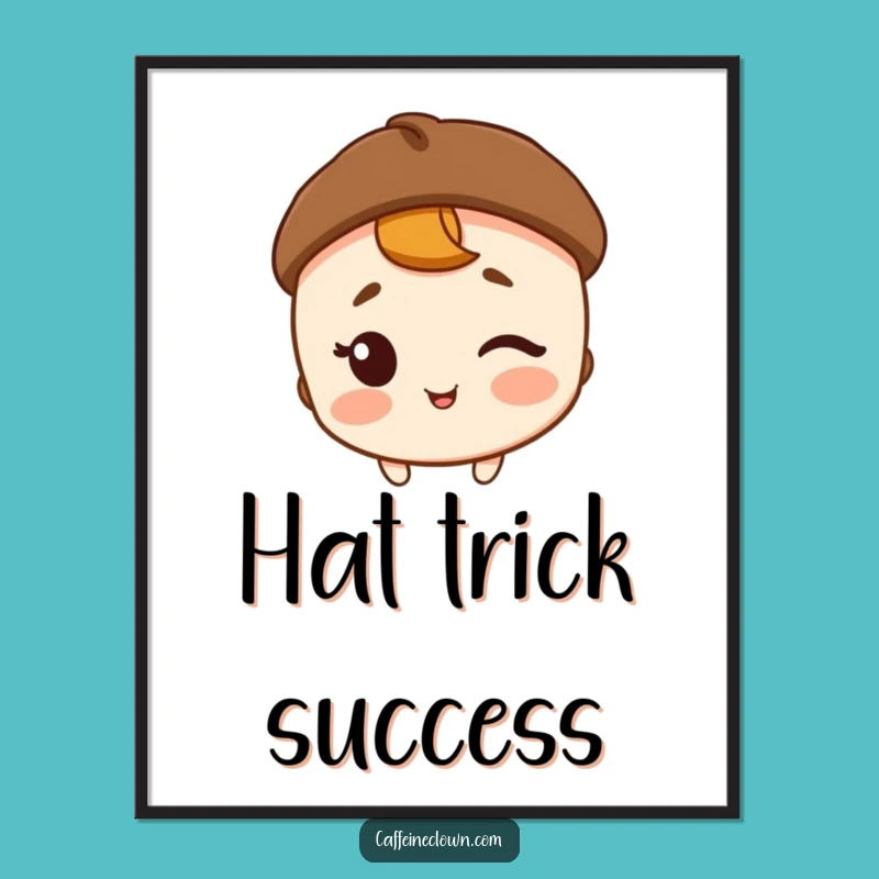 Funny Coffee Bean Hat Poster: Witty Wall Art for Coffee Aficionados