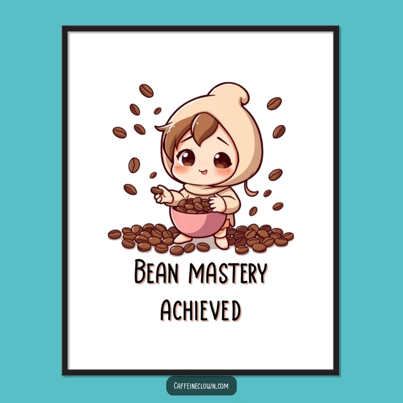 Funny Coffee Juggling Art Poster: Decorate with Playful Skill and Coffee Fun!