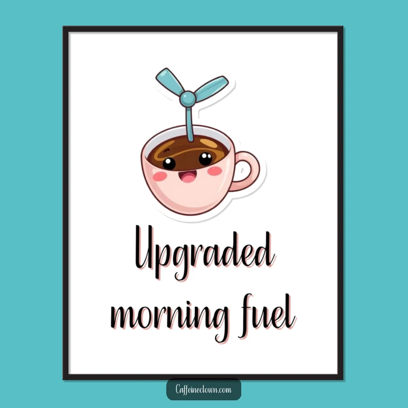 Funny Flying Coffee Poster: Whimsical Wall Art, Perfect Funny Gift