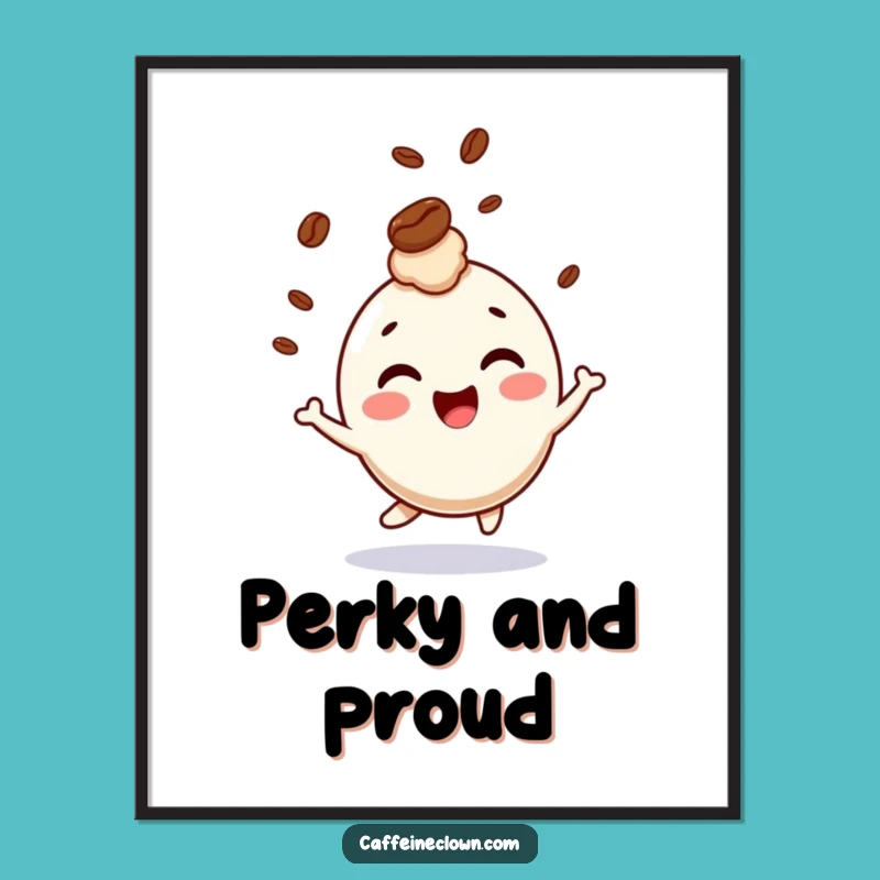 Funny Giggling Character Coffee Bean Poster - Whimsical Wall Art and Hilarious Gift Idea