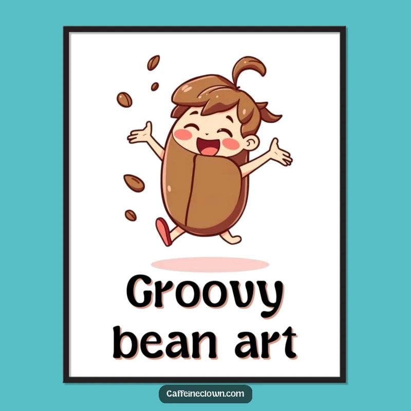 Funny Dancing Coffee Bean Art Print: Wall Decor That Moves You