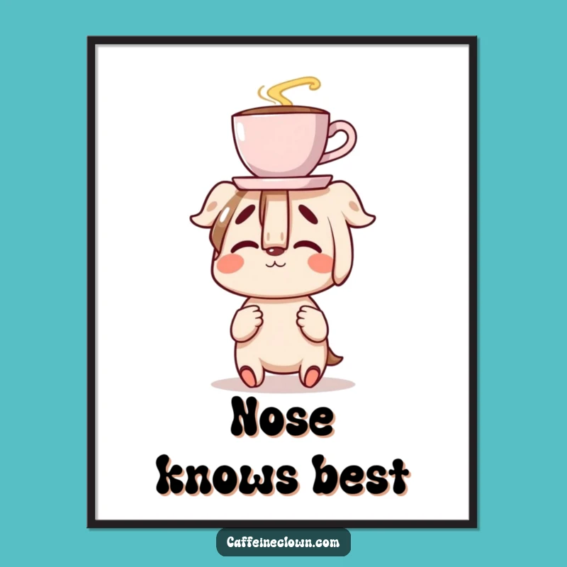 Funny Coffee Balance Poster: Clumsy Character Art, Perfect Wall Decor Gift
