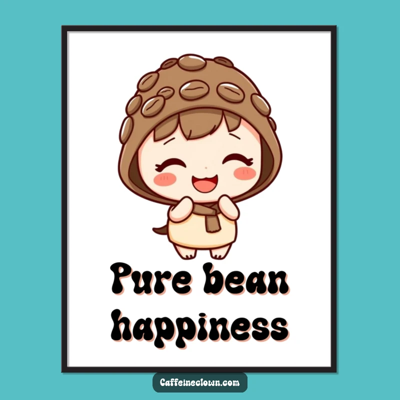Funny Wall Art: Kawaii Giggling Character with Bean Hat, Adorable Decor