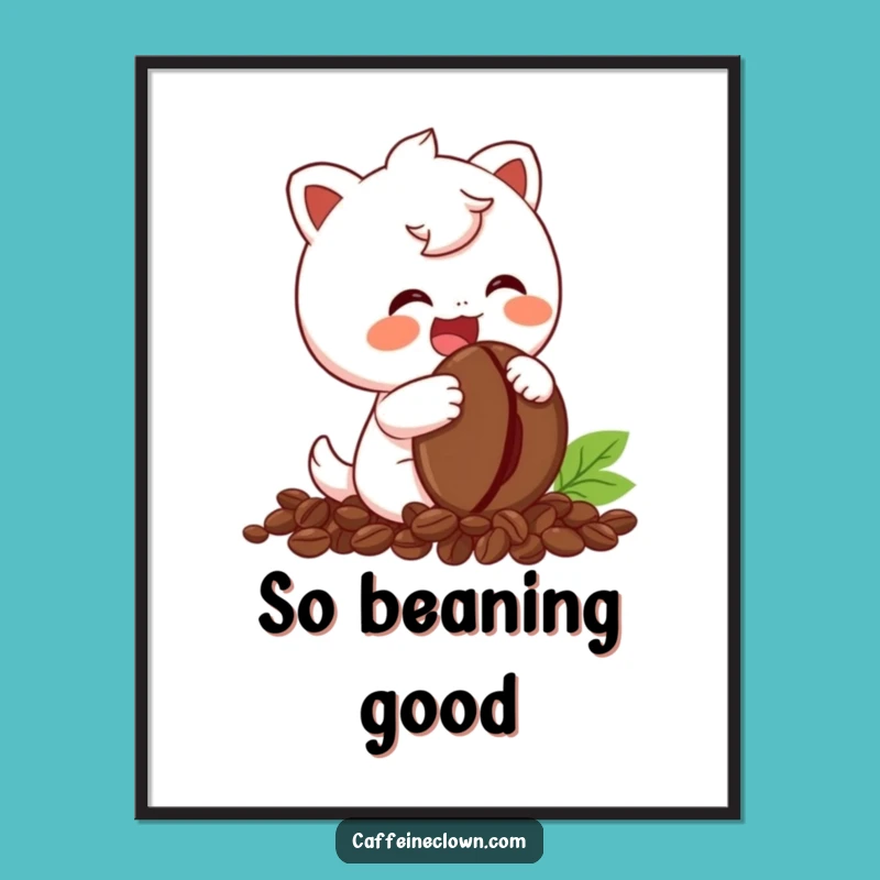 Funny Giggling Coffee Bean Poster - Whimsical Decor Gift for Coffee Aficionados