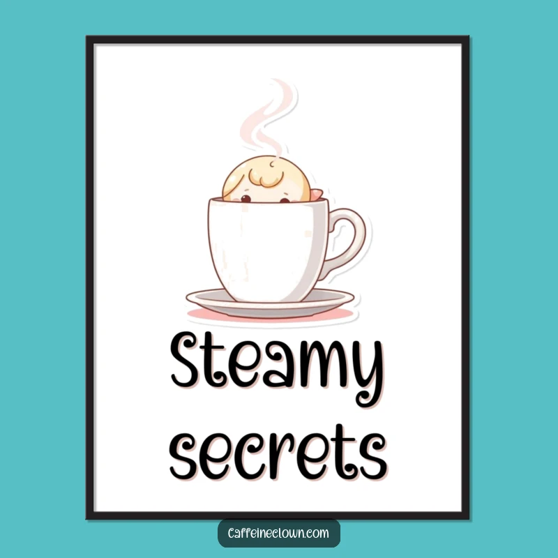 Funny Peekaboo Coffee Poster: Curious Art, Cheerful Wall Decor Gift!