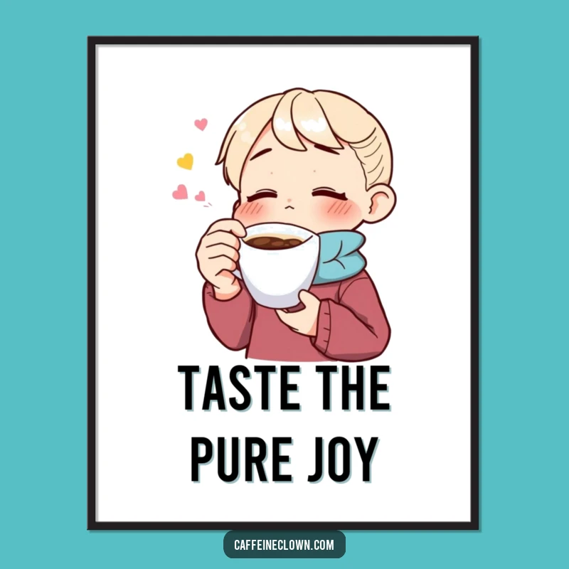 Funny Savoring Coffee Art Poster: Enthusiast's Blissful Sip Decor Gift